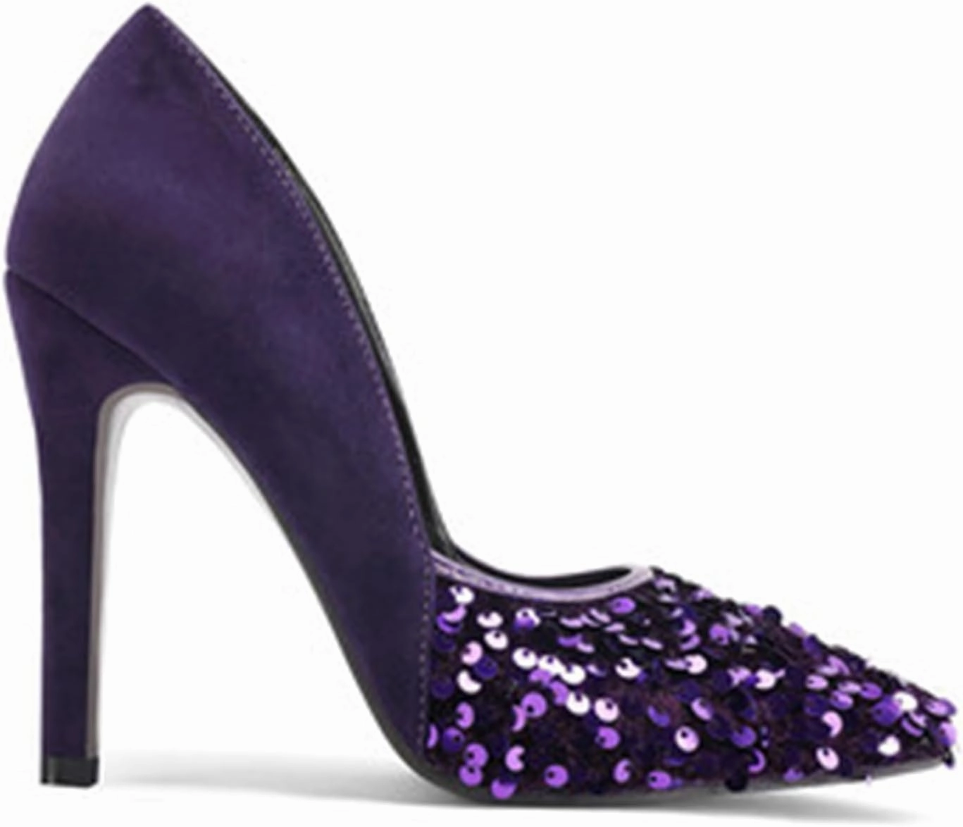 High Heel Sequin Pumps for Women Closed Pointed Toe Sexy Stilettos Slip-On Suede Velvet Dress Shoes Party Wedding Prom Club Night Evening