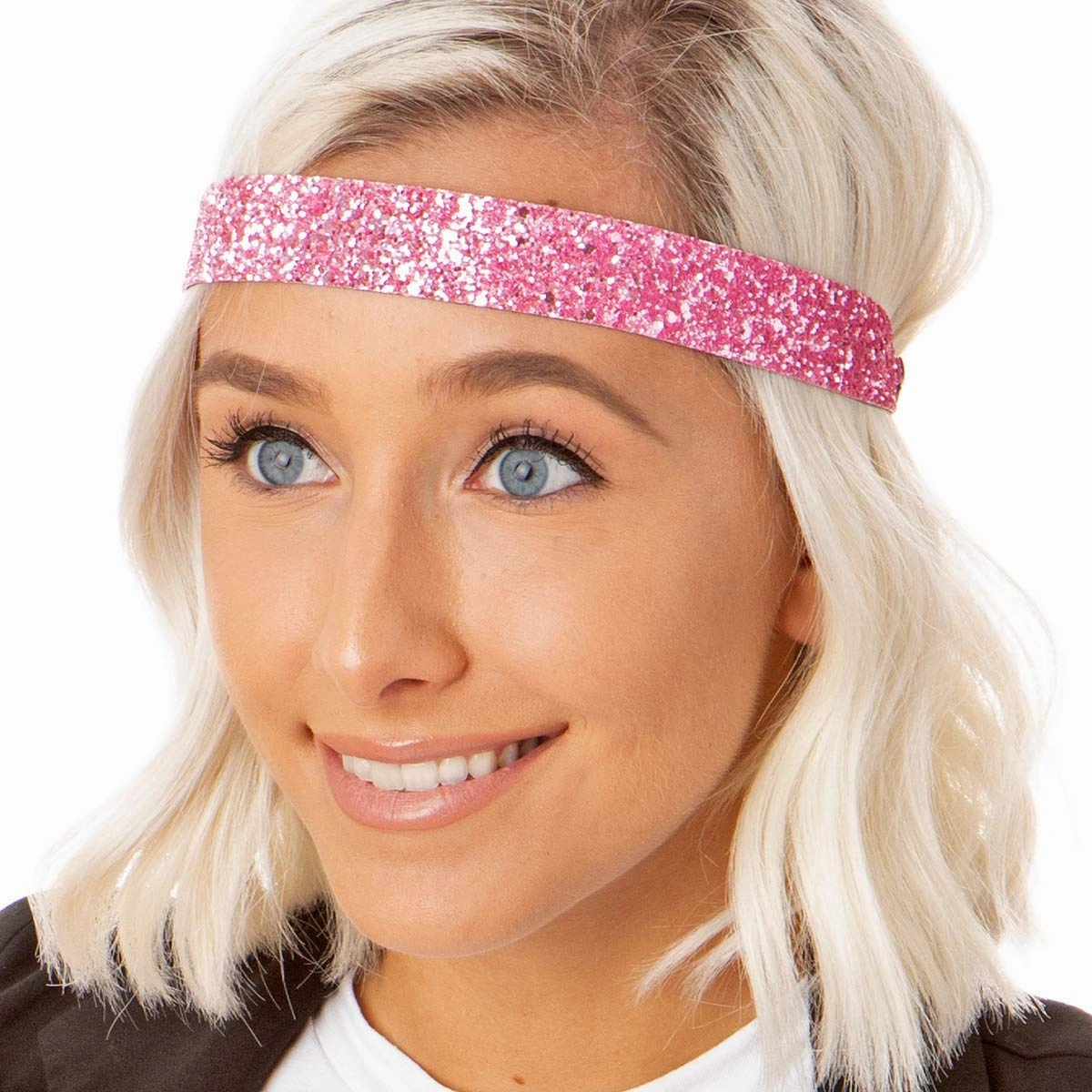 Hipsy Adjustable No Slip Wide Bling Glitter Headband 3-packs for Women Girls & Teens (Seafoam/Gunmetal/Light Pink)