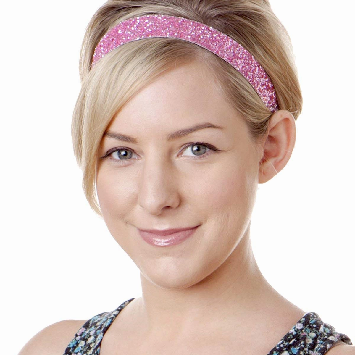 Hipsy Adjustable No Slip Wide Bling Glitter Headband 3-packs for Women Girls & Teens (Seafoam/Gunmetal/Light Pink)