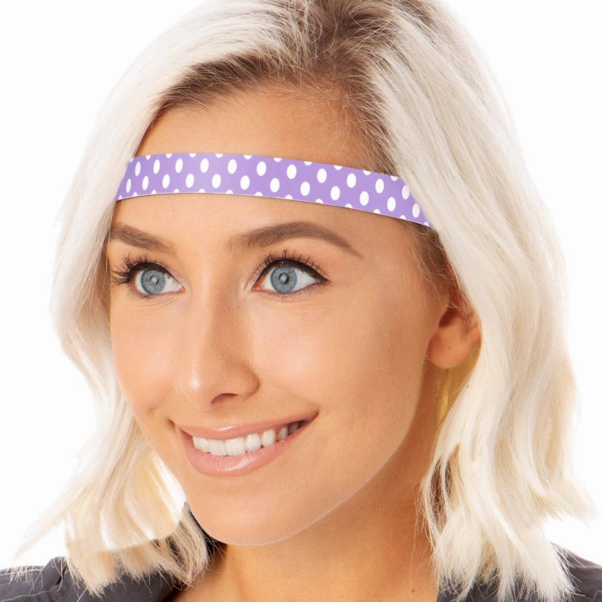 Hipsy Adjustable Non Slip Skinny Fashion Printed Sports Headbands 3-pack (Polka Dot Light Pink/Seafoam/Light Purple)