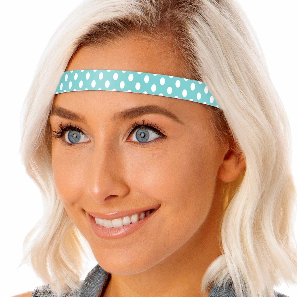 Hipsy Adjustable Non Slip Skinny Fashion Printed Sports Headbands 3-pack (Polka Dot Light Pink/Seafoam/Light Purple)