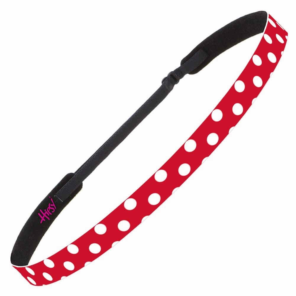 Hipsy Adjustable Non Slip Skinny Fashion Printed Sports Headbands 3-pack (Polka Dot Navy/Red/Black)