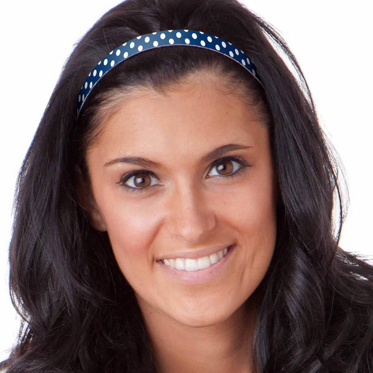 Hipsy Adjustable Non Slip Skinny Fashion Printed Sports Headbands 3-pack (Polka Dot Navy/Red/Black)