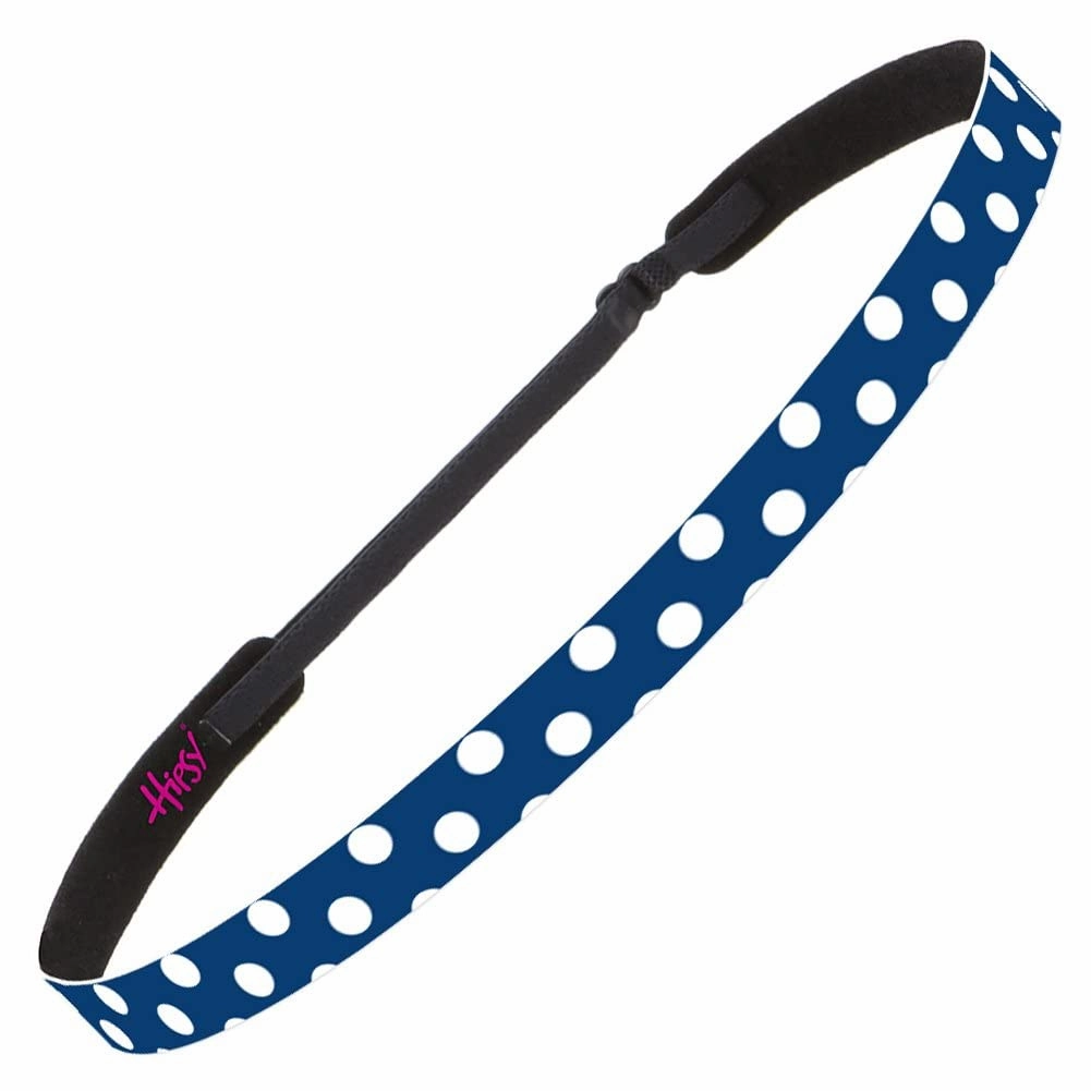 Hipsy Adjustable Non Slip Skinny Fashion Printed Sports Headbands 3-pack (Polka Dot Navy/Red/Black)