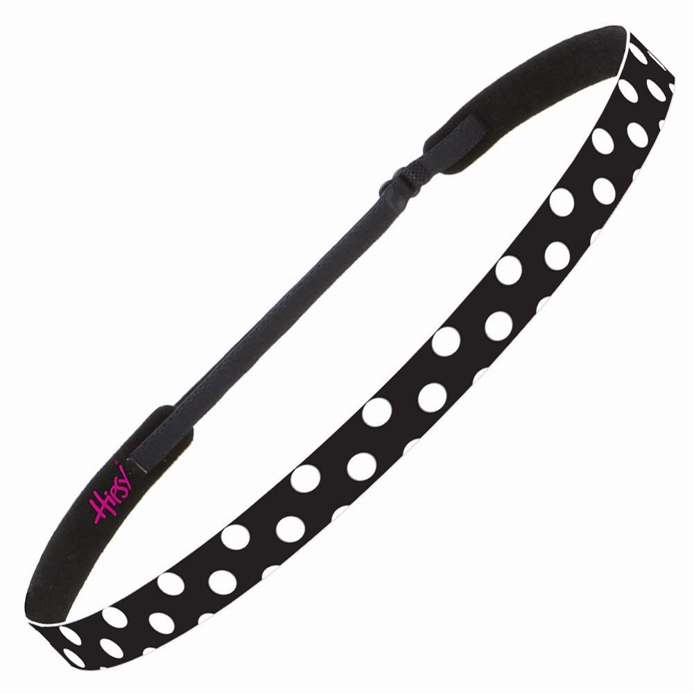 Hipsy Adjustable Non Slip Skinny Fashion Printed Sports Headbands 3-pack (Polka Dot Navy/Red/Black)
