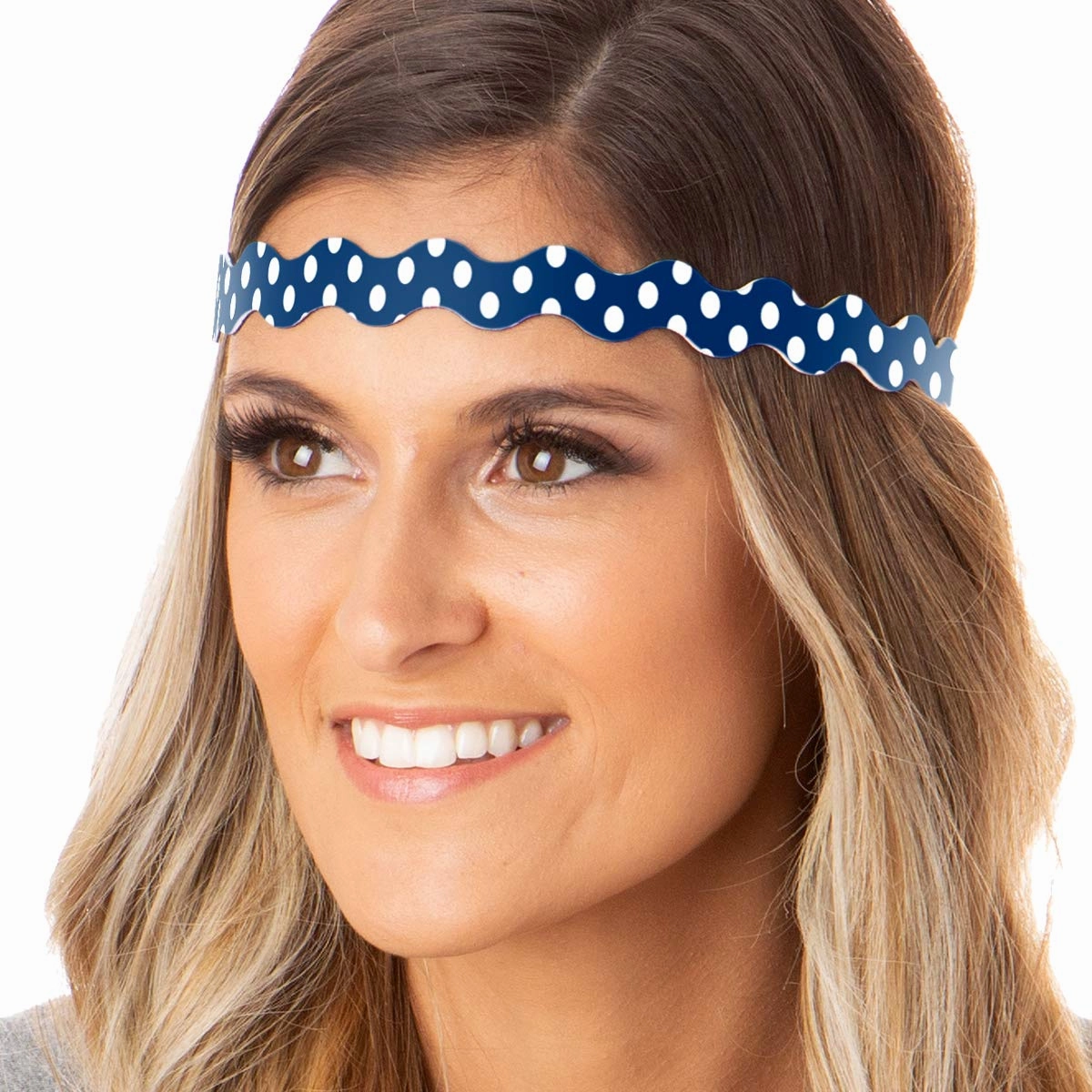 Hipsy Adjustable Non Slip Wave Fashion Printed Sports Headbands 3-pack (Polka Dot Navy/Red/Black)