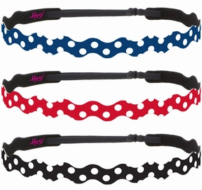 Hipsy Adjustable Non Slip Wave Fashion Printed Sports Headbands 3-pack (Polka Dot Navy/Red/Black)