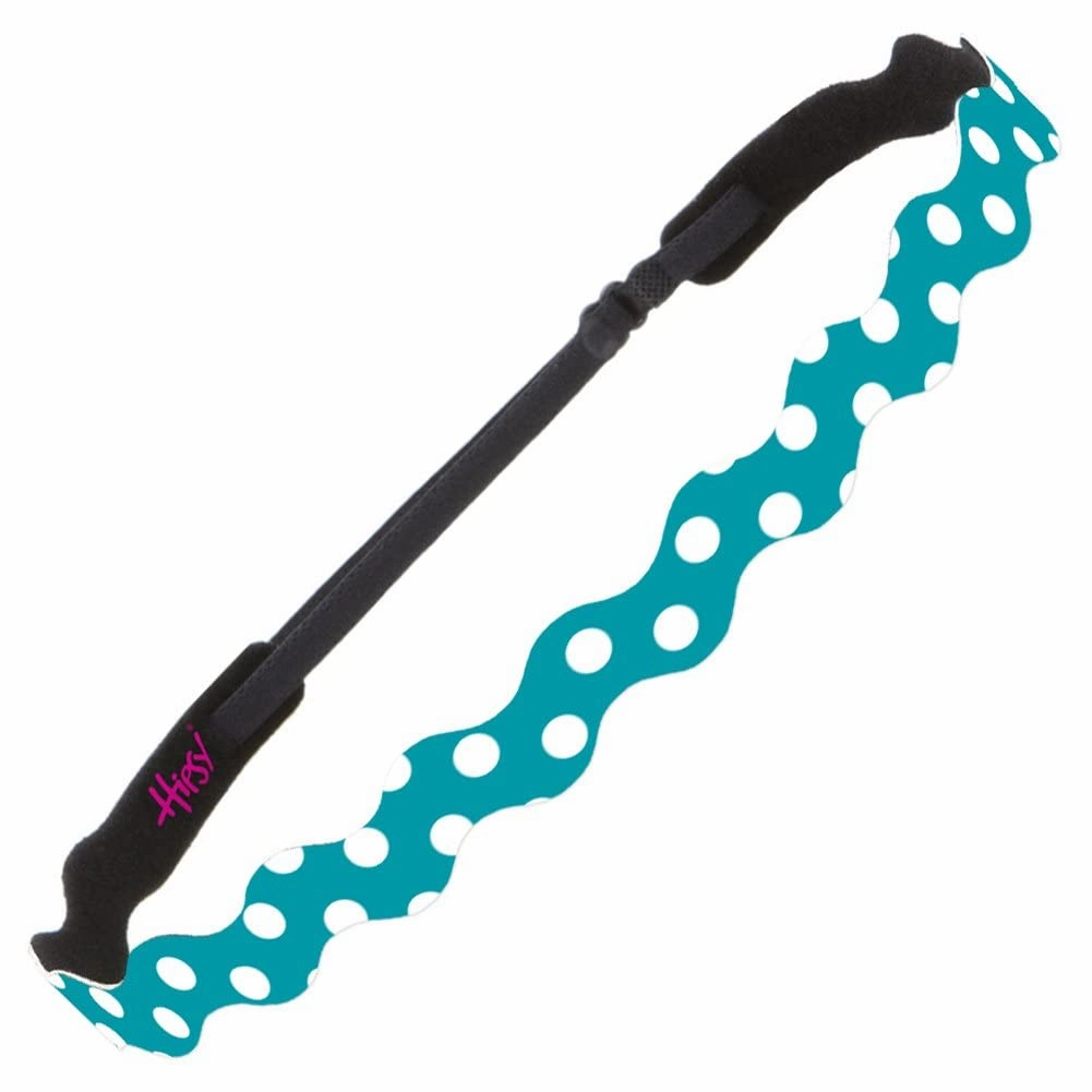 Hipsy Adjustable Non Slip Wave Fashion Printed Sports Headbands for Women 3-pack (Polka Dot Hot Pink/White/Teal)