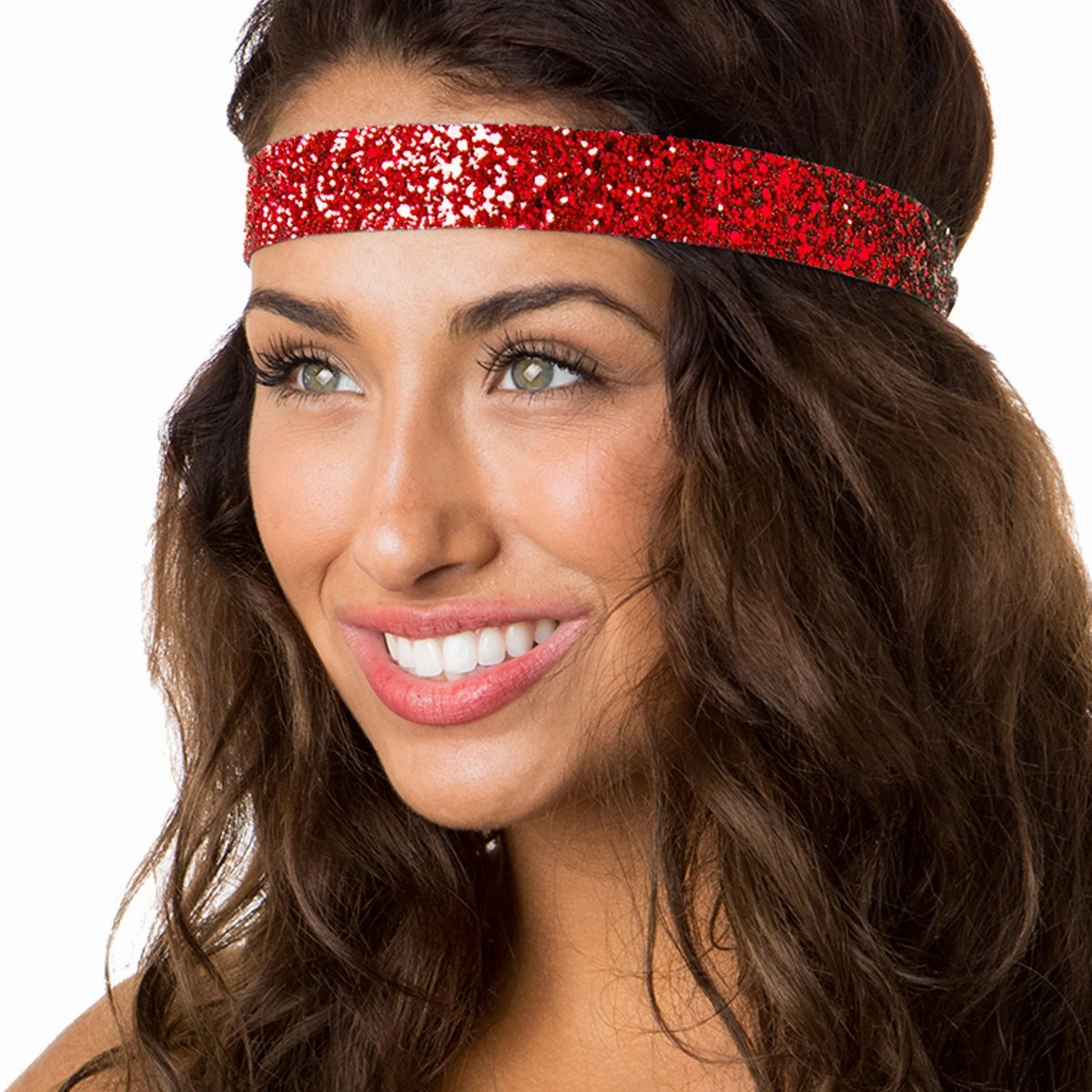 Hipsy Adjustable Non Slip Wide Bling Glitter Headbands for Women Girls & Teens 4-Pack (Black/Silver/Red/White 4pk)