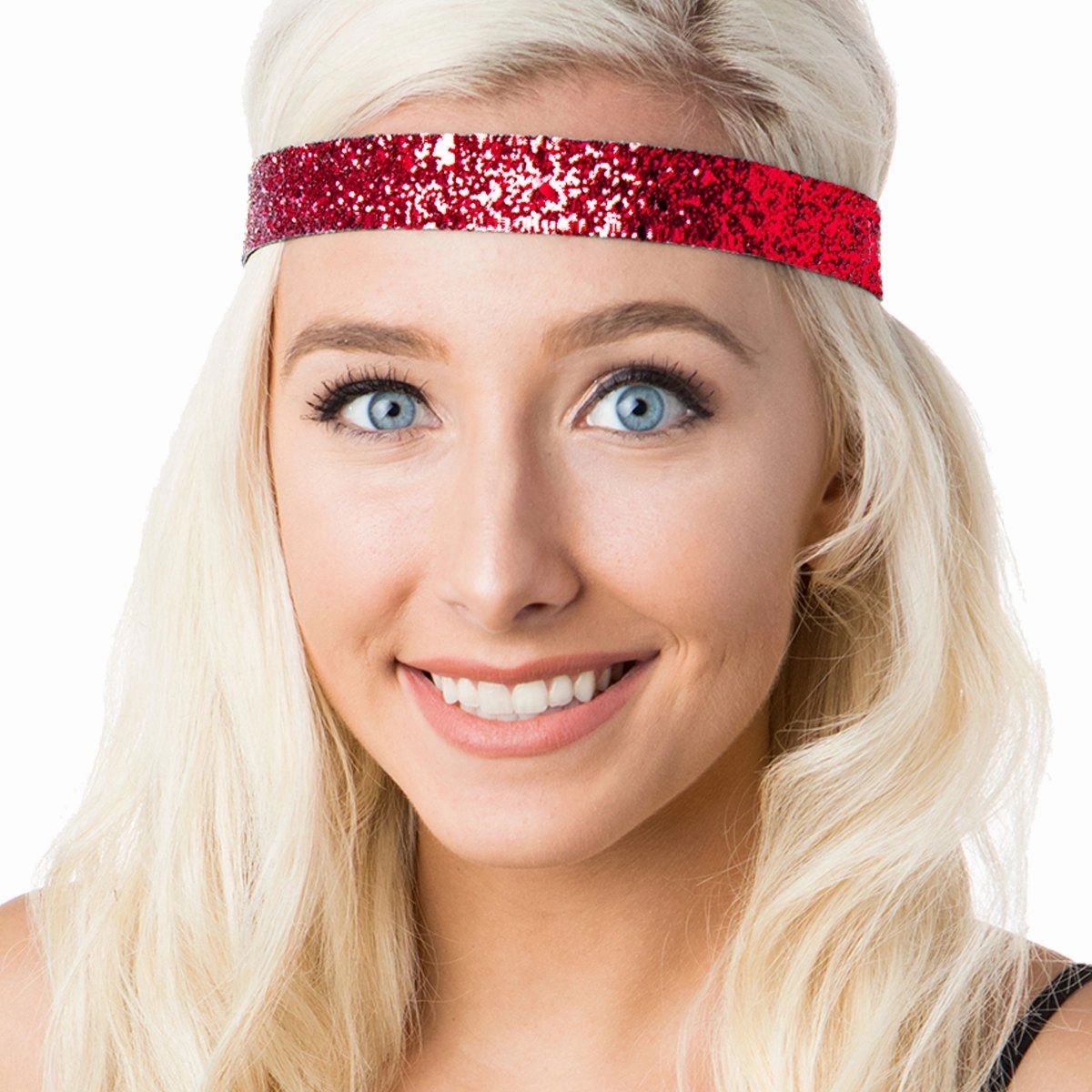 Hipsy Adjustable Non Slip Wide Bling Glitter Headbands for Women Girls & Teens 4-Pack (Black/Silver/Red/White 4pk)