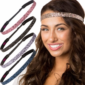Hipsy PLUS Size, Adjustable No Slip Sparkly Bling Glitter Skinny 5pk Headbands for Women Girls & Teens (Skinny Navy/Rose Gold/Black/Pink Rose/Gunmetal)