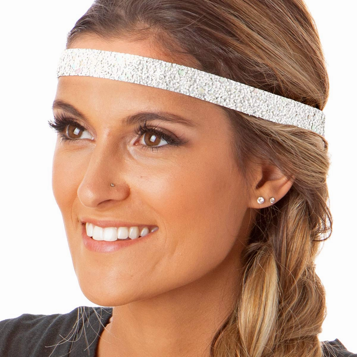 Hipsy Women's Adjustable NO SLIP Bling Glitter Headband Multi Gift Packs (Skinny Seafoam/Light Pink/Pearl/Light Blue/Gunmetal 5pk)