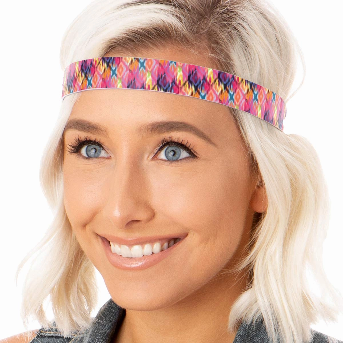 Hipsy Xflex & Fashion Printed No Slip Headband Mixed 2-Packs for Women Girls Teens (Fuchsia Xflex & Pink Tribal Diamonds)