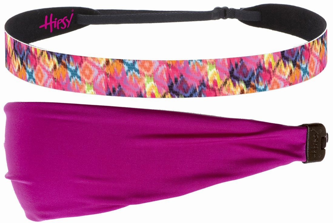 Hipsy Xflex & Fashion Printed No Slip Headband Mixed 2-Packs for Women Girls Teens (Fuchsia Xflex & Pink Tribal Diamonds)