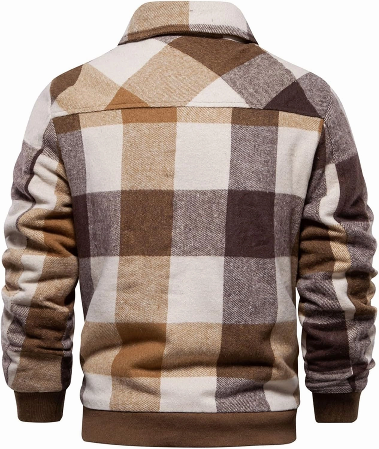 Hoodies for Men Winter Fashion Plaid Single Sided Velvet Pocket Hooded Buckle Composite Coat Jacket Thick Coat Men