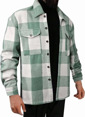 Hoodies for Men Winter Fashion Plaid Single Sided Velvet Pocket Hooded Buckle Composite Coat Jacket Thick Coat Men