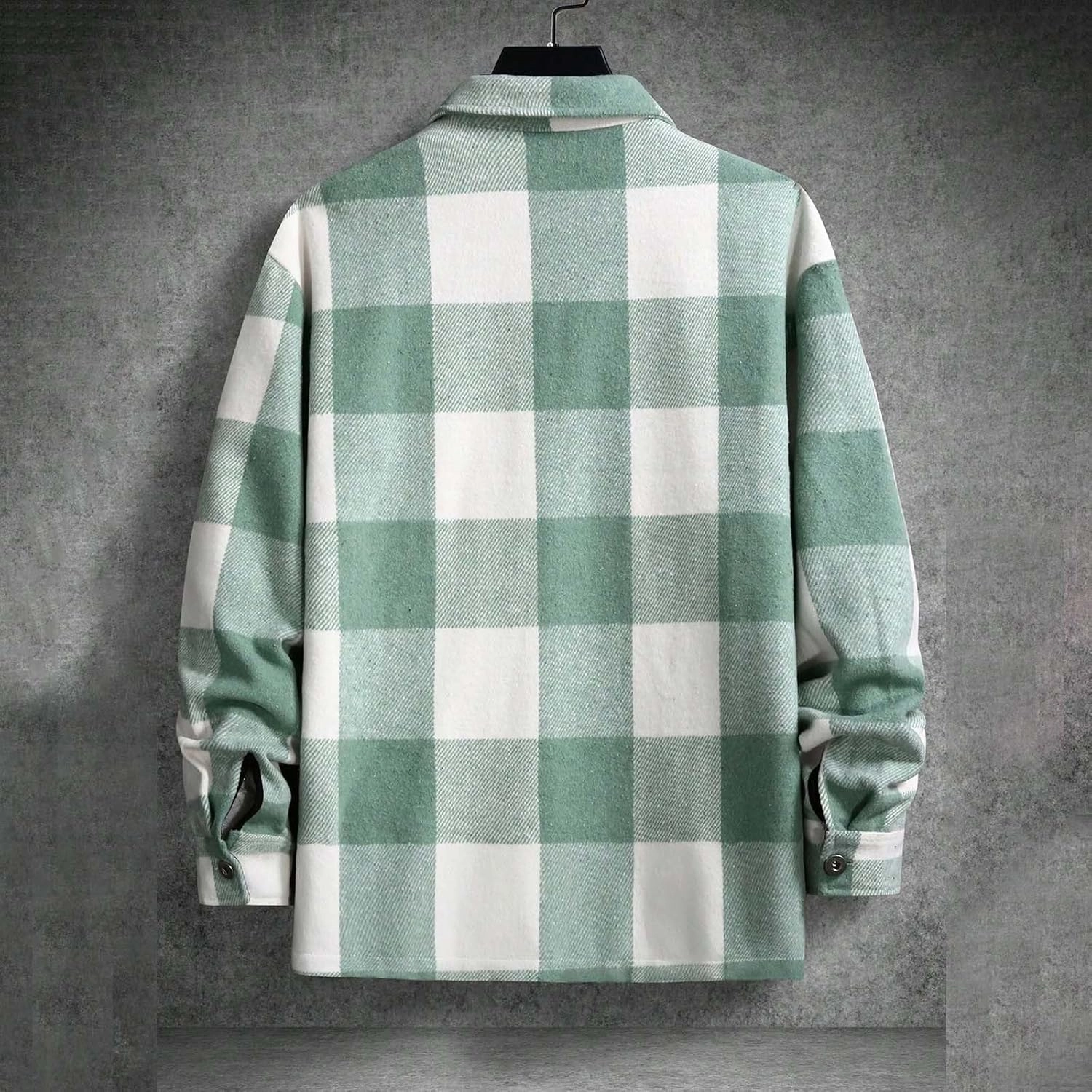 Hoodies for Men Winter Fashion Plaid Single Sided Velvet Pocket Hooded Buckle Composite Coat Jacket Thick Coat Men