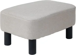 IBUYKE 16.54" Small Footstool, Linen Fabric Pouf, with Padded Seat Pine Wood Legs and Padded Rectangular Stool, for Bedroom, Linen RF-BD213