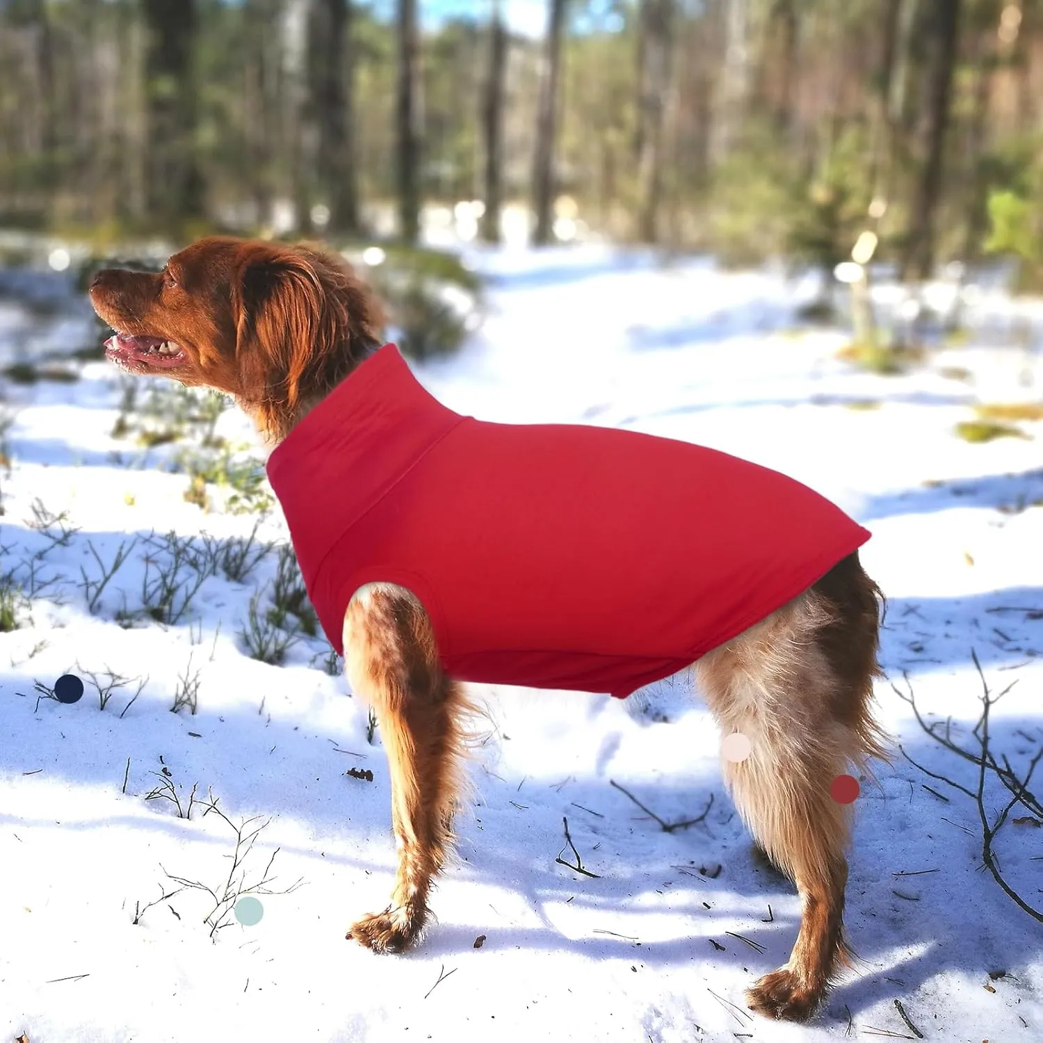 IECOii 4XL Dog Sweater - Stretch Fleece Vest for Big Dogs - Red, XXXX-Large, Warm Turtleneck Pullover for Christmas