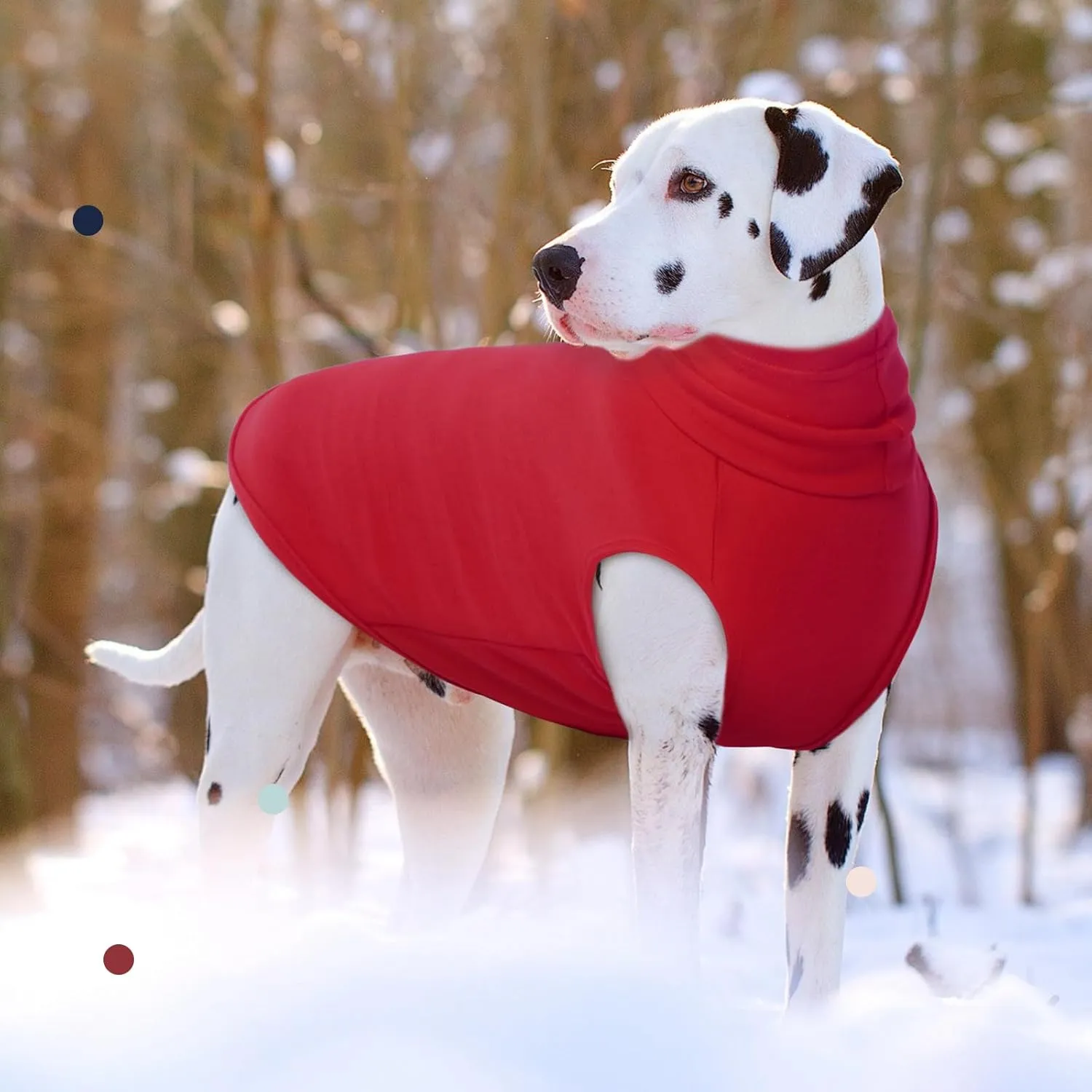 IECOii 4XL Dog Sweater - Stretch Fleece Vest for Big Dogs - Red, XXXX-Large, Warm Turtleneck Pullover for Christmas