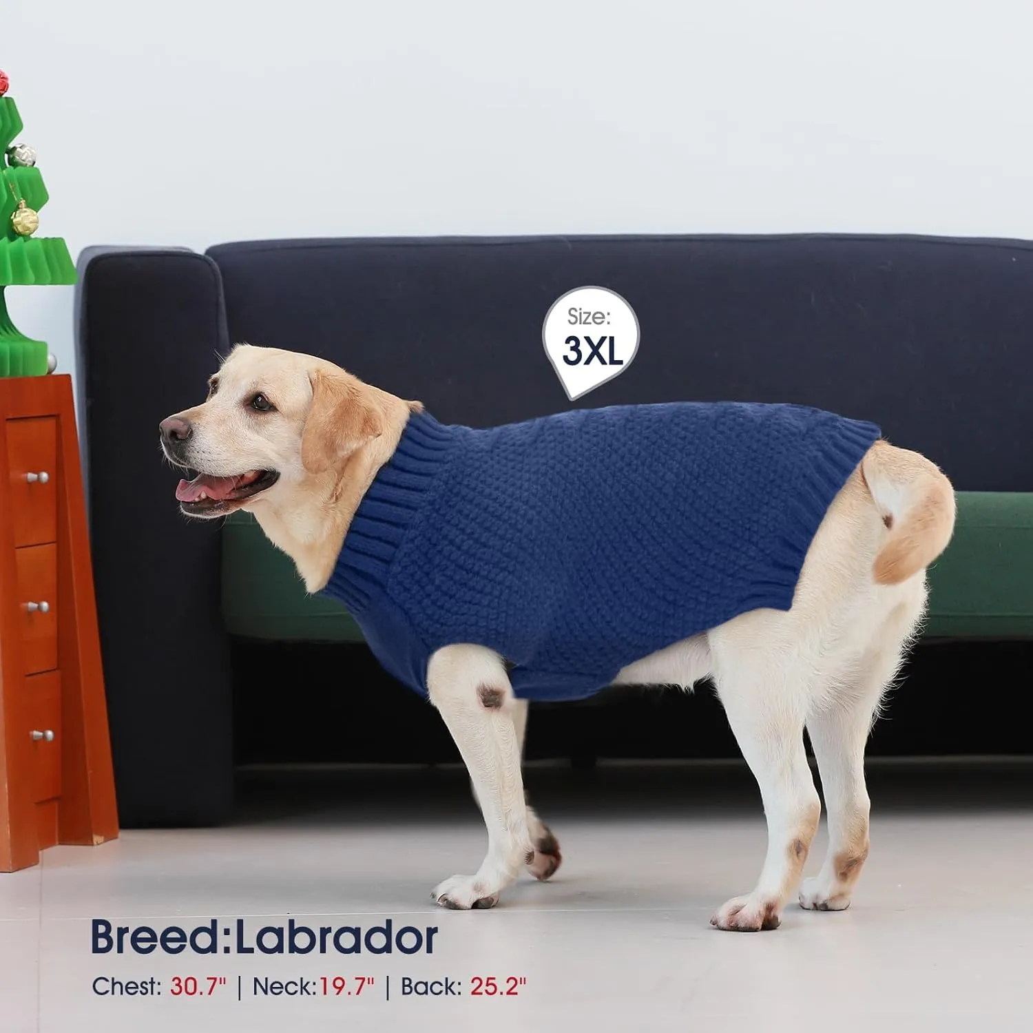 IECOii Big Dog Sweater,XXXXL Dog Sweaters for Extra Large Dogs,Cold Weather Winter Coat for Large Size Dogs,Warm Fall Dog Clothes for Large Dogs Knitwear,Doberman,Great Dane Sweater,Blue-4XL