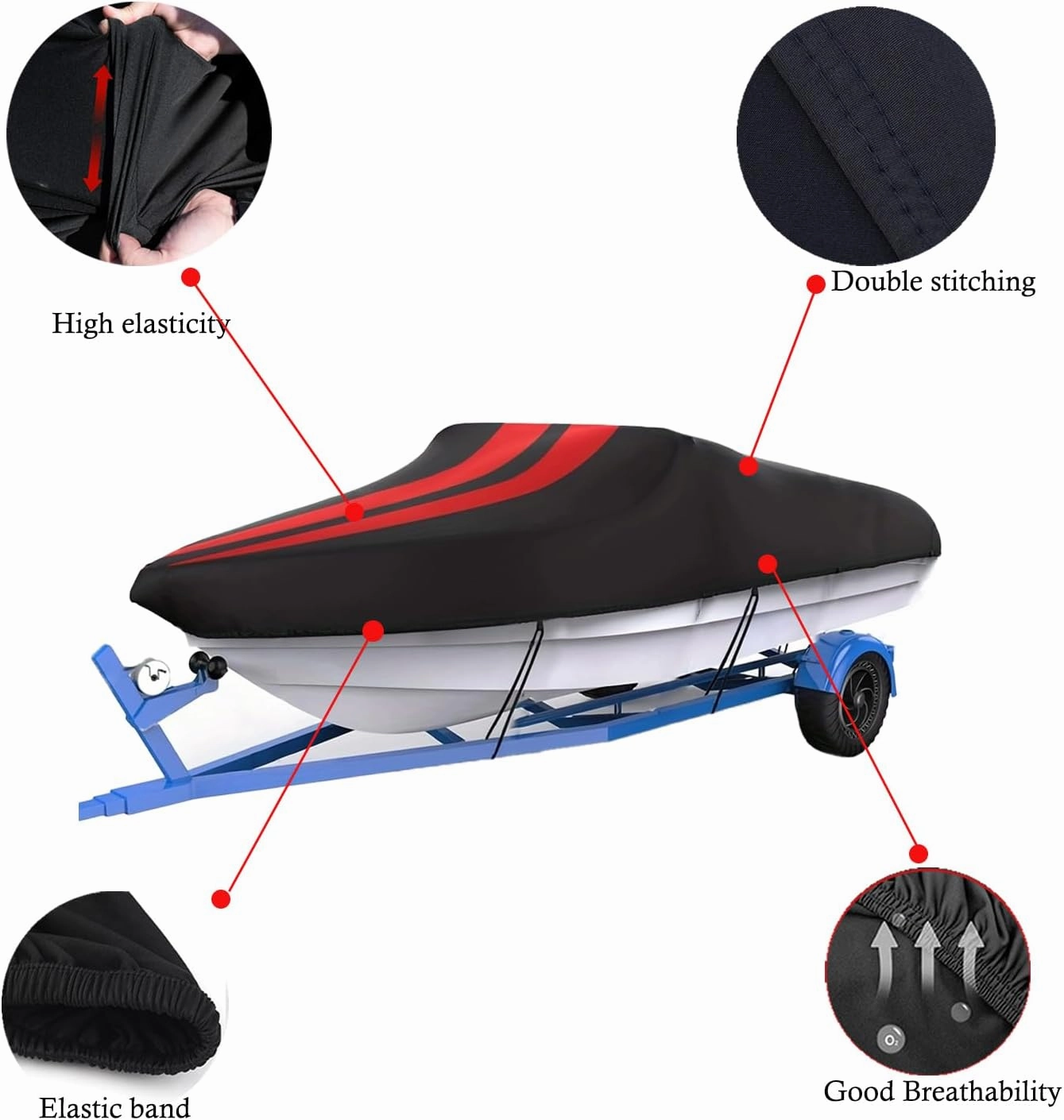 Indoor Boat Cover Fits11-13FT V-Hull, Runabout, Fishing Boat, Tri-Hull, Bass Boats, Stretch Satin Anti-Wrinkle No Faded UV Resistant Dust-Proof Protection with Storage Bag
