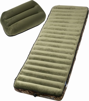 Inflatable Sleeping Pad with Camping Pillow – Extra-Thick 4.75 Inch Air Mattress with Soft Cotton Top, Machine Washable, Family Lightweight 4-Season Set for Camping & Traveling, Brown