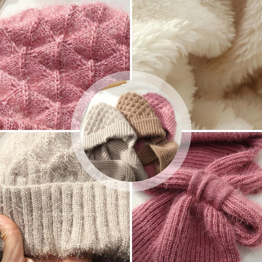 Integrated Ear Protection Windproof Cap & Scarf Set Ear Warmers for Women, Knitted Beanie Hat