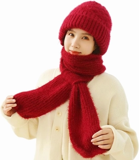 Integrated Ear Protection Windproof Cap Scarf,Elastic Warm Ear Protection Knitted Hat Scarf,Winter Windproof Hat for Women