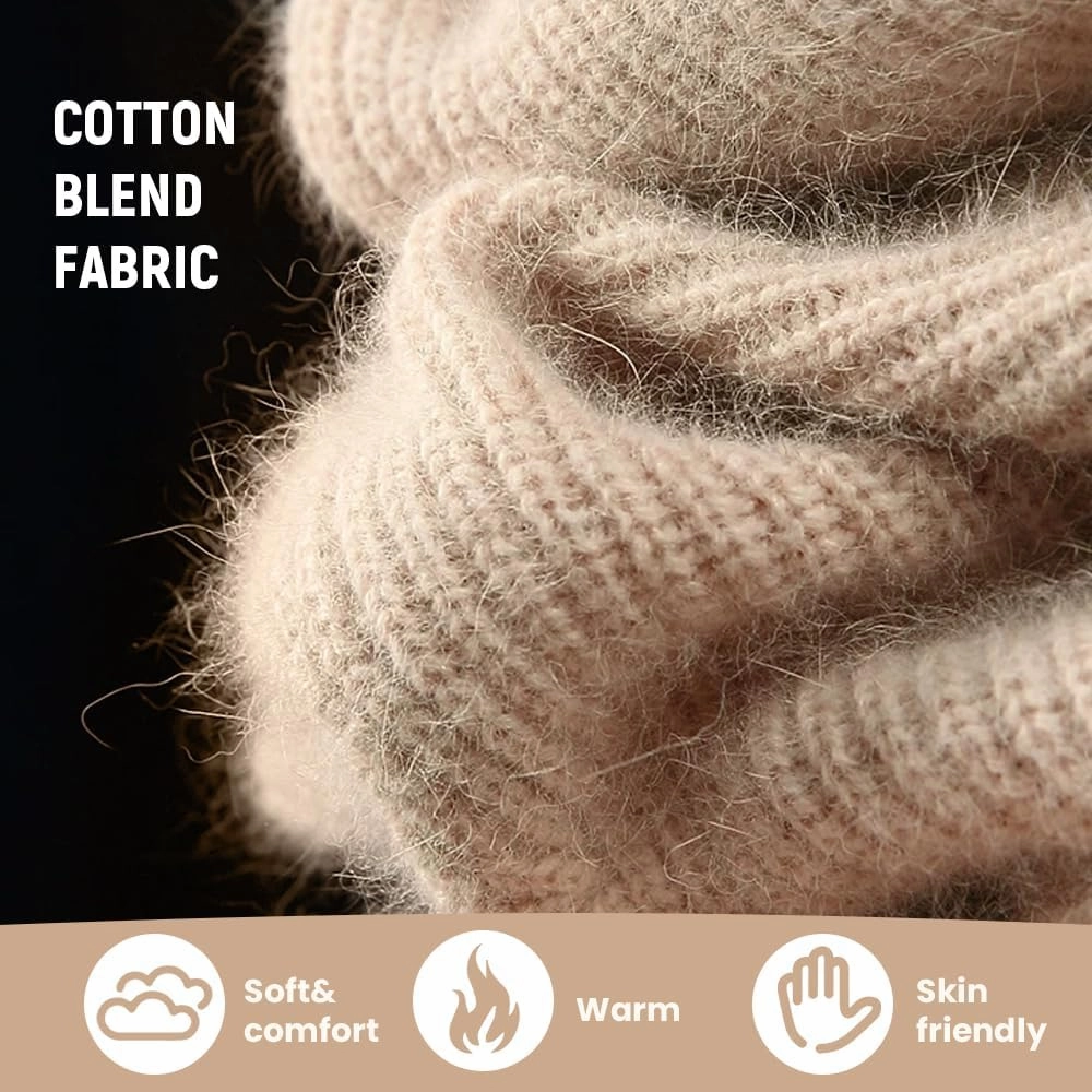 Integrated Ear Protection Windproof Cap Scarf, Elastic Warm Ear Protection Knitted Hat, Winter Hat Scarf for Women