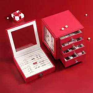 Jewelry Box Rotatable Multilayer Storage Cosmetic Ring Earring Necklace Bracelet Watch