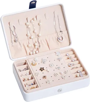 Jewelry Boxes for Women,2 Layers Portable PU Leather Jewelry Organizer with Removable Tray,Jewelry Storage,Vintage Jewelry Box for Necklace Earring Bracelets Ring Christmas Gifts