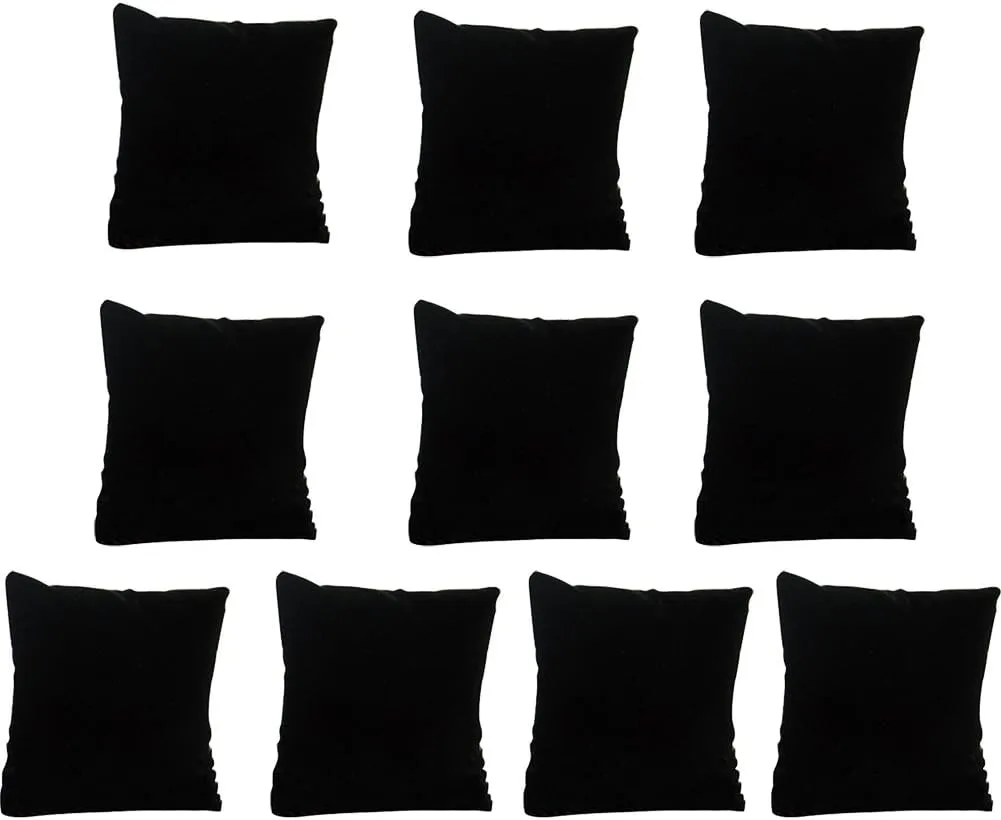 Jewelry Display Holder 10pcs Bracelet Watch Showcase Velvet Little Pillow Cushion(Black)