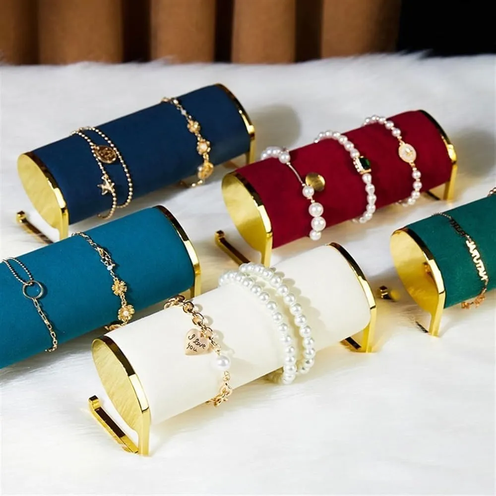 Jewelry Display Rack High-Grade Counter Velvet Window with Jewelry Display Props Watch Bracelet Bracelet Jewelry Storage Racks Jewelry Display Stand(Red)