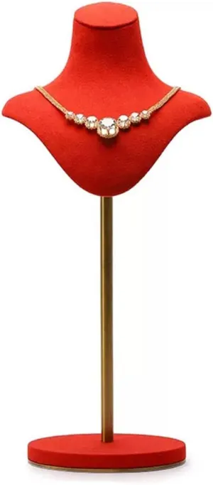 Jewelry Organizer Necklace Display Bust Red Necklace Holder Adjustable Height Necklace Stand for Show Velvet Jewelry Organizer for Necklace Jewelry Holder