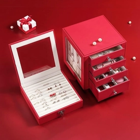 Jewelry Box Rotatable Multilayer Storage Cosmetic Ring Earring Necklace Bracelet Watch Small