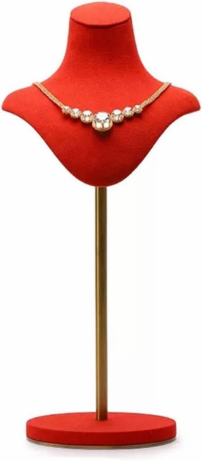Jewelry Stand Organizer Necklace Display Bust Red Necklace Stand, Adjustable Height Necklace Holder for Show, Velvet Jewelry Holder Organizer for Necklace Jewelry Display Holder