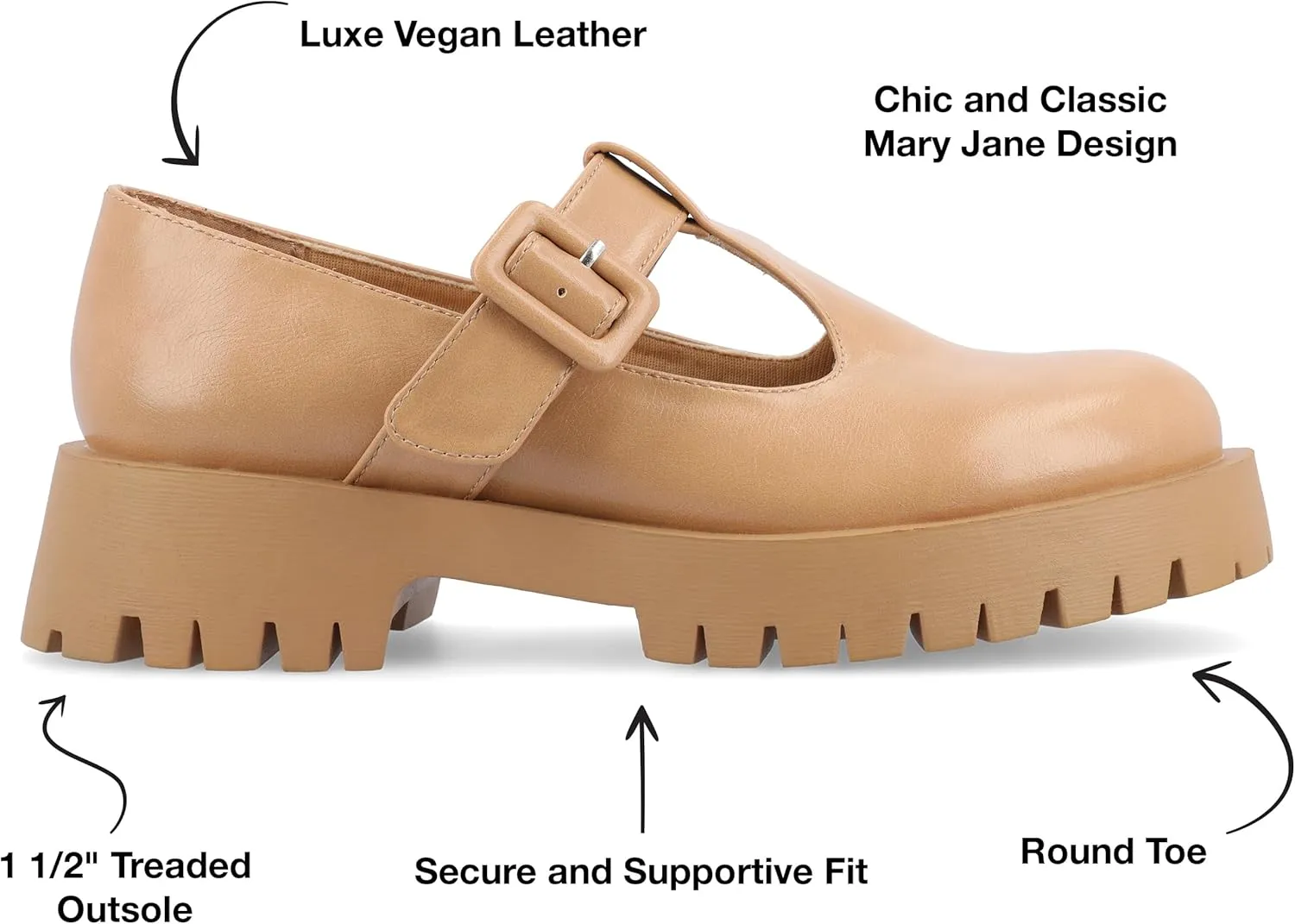 Journee Collection Womens Faux Leather Buckle Mary Janes
