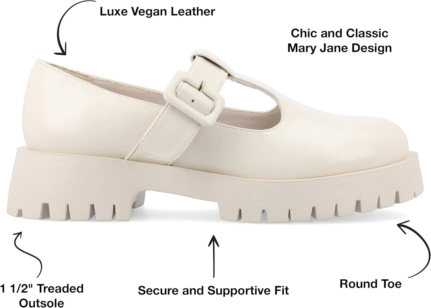 Journee Collection Womens Faux Leather Buckle Mary Janes