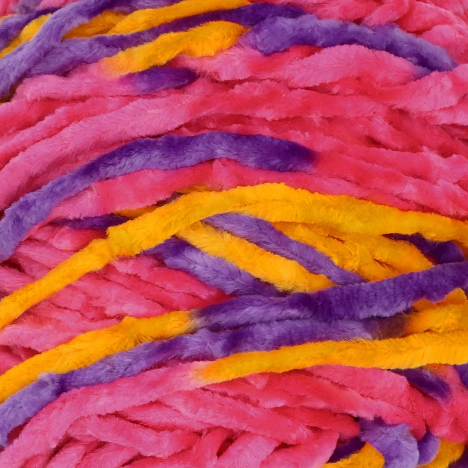 JubileeYarn Chenille Yarn - 100g/Skein Worsted Weight - Agartha - Variegated Multicolor Velvet - 4 Skeins