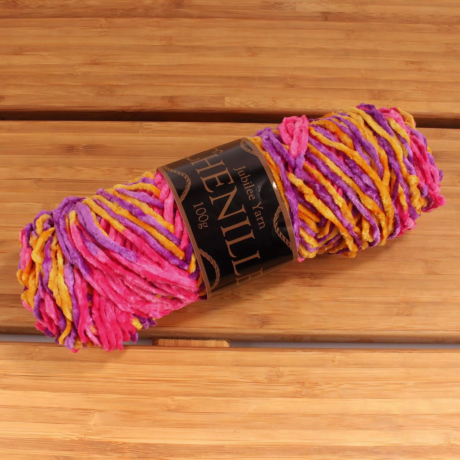 JubileeYarn Chenille Yarn - 100g/Skein Worsted Weight - Agartha - Variegated Multicolor Velvet - 4 Skeins