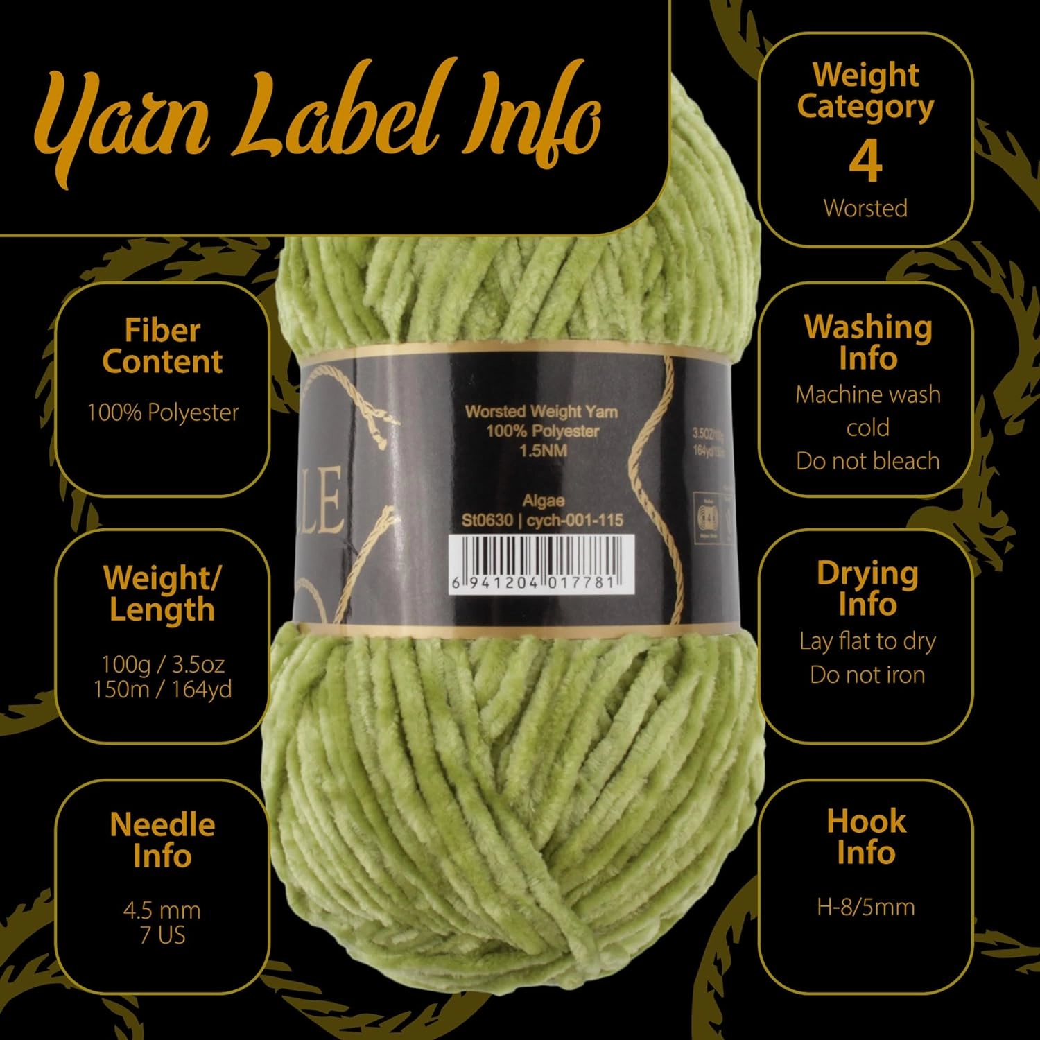 JubileeYarn Chenille Yarn - 100g/Skein Worsted Weight - Agartha - Variegated Multicolor Velvet - 4 Skeins