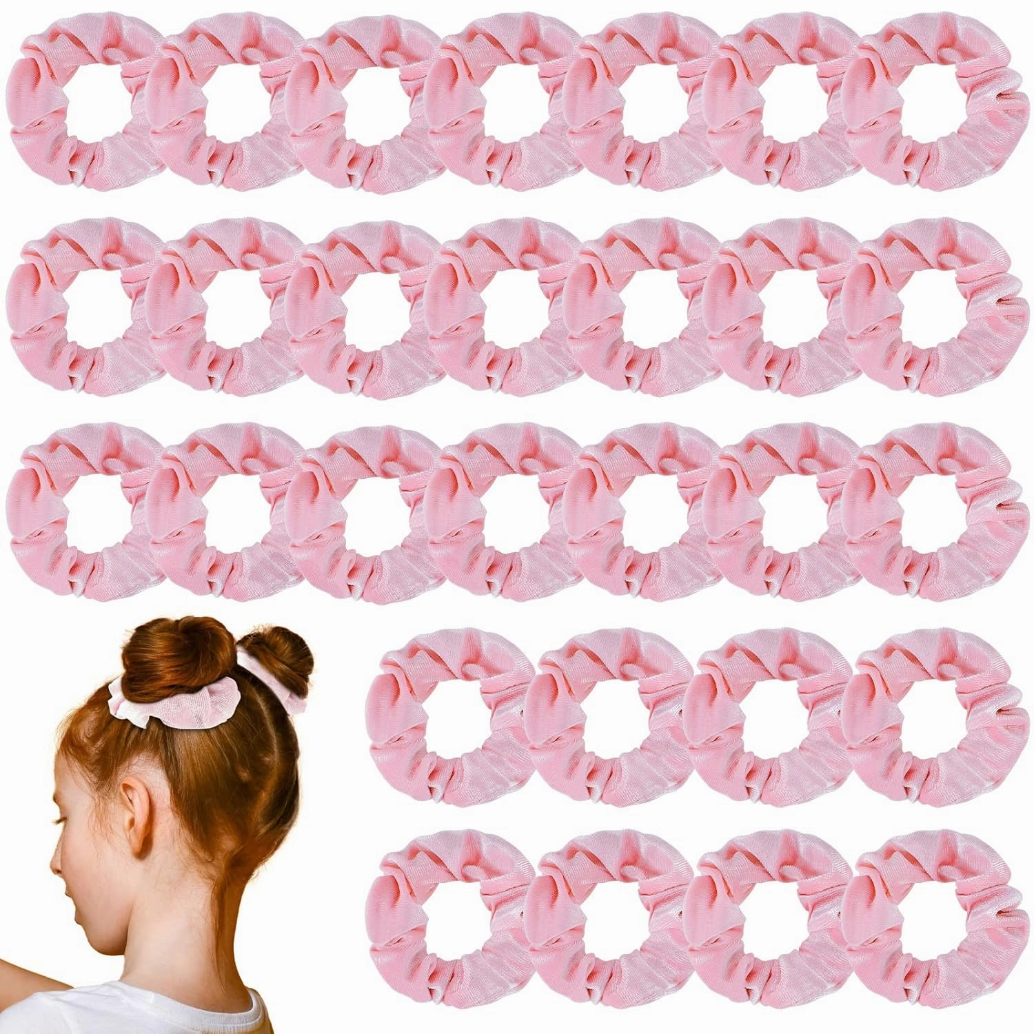 Juexica 50 Pcs pink Hair Scrunchies Bulk Large Velvet Soft Scrunchy Cute Hair Ties Scrunchies Solid Color Thick Elastic Bands for Women Girls Ponytail Accessories Party Favors