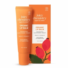 Juicy Chemistry Blood Orange & Rosehip Lipbalm, 10 g | Organic Lip Balm for Dark, Pigmented, Dry & Chapped Lips | Enriched with Vitamin A, C, E & Ceramides | Clinically Tested | For Men, Women & Kids