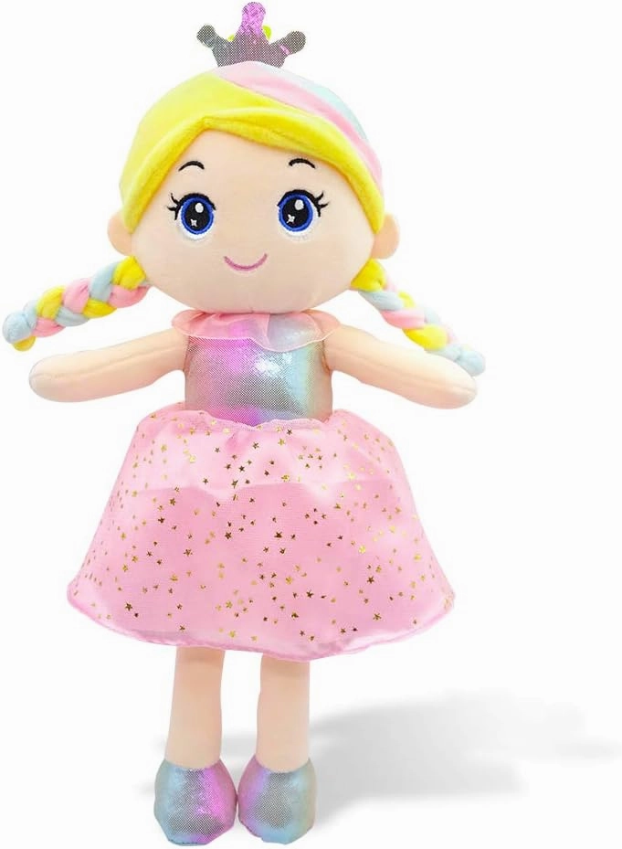 June Garden 14" Soft Baby Doll Vera - Stuffed Cuddly Princess Plush Gifts for Girls - Pink with Gift Bag