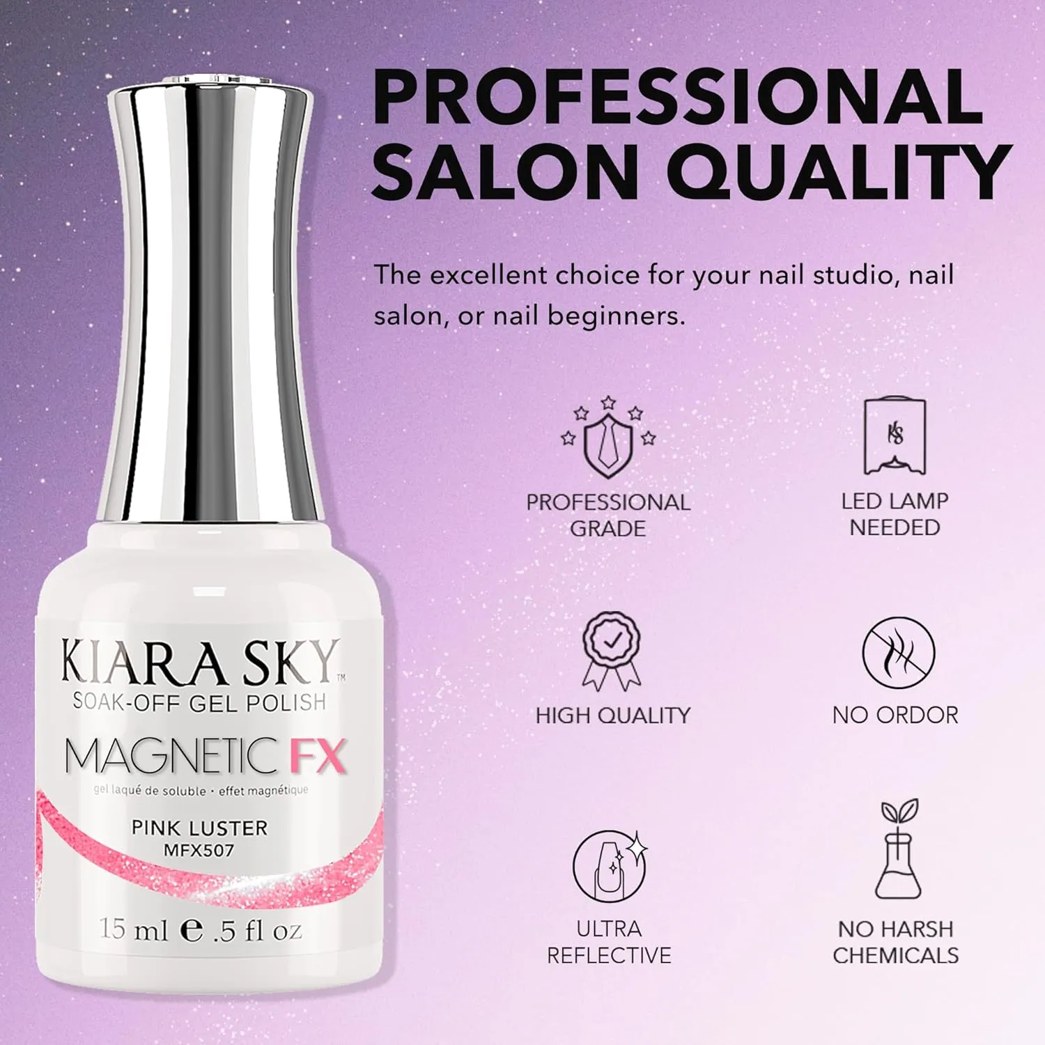 KIARA SKY Gel Polish MagneticFX Magnetic Cat Eye Effect Soak Off 0.5 fl oz, Pink Luster (hot pink)
