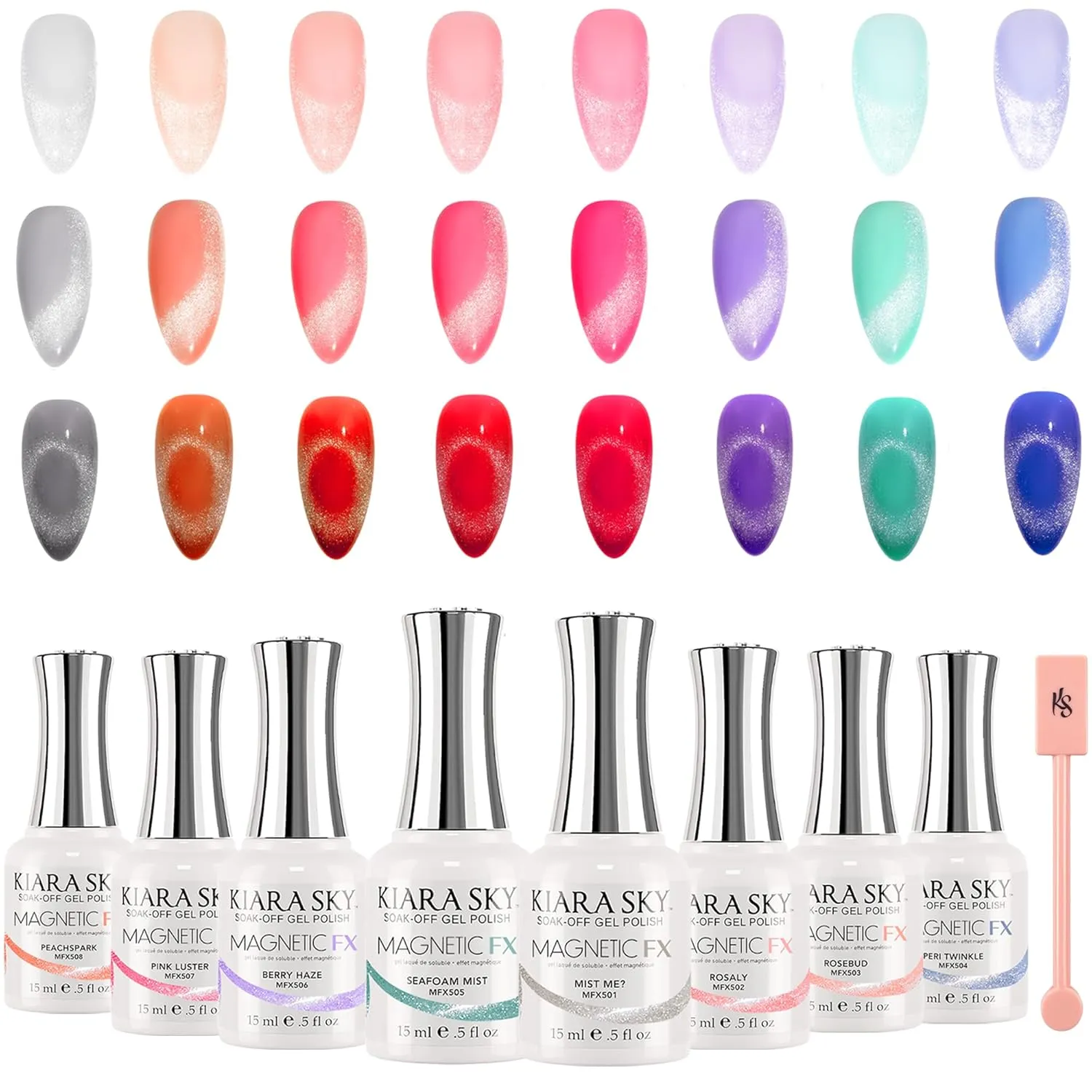 KIARA SKY Gel Polish MagneticFX Magnetic Cat Eye Effect Soak Off 0.5 fl oz, Pink Luster (hot pink)