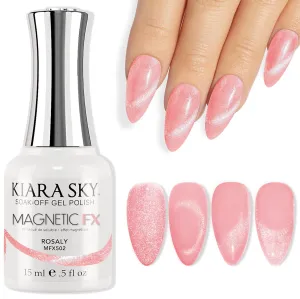 KIARA SKY Gel Polish MagneticFX Magnetic Cat Eye Effect Soak Off 0.5 fl oz, Rosaly (metallic pink)
