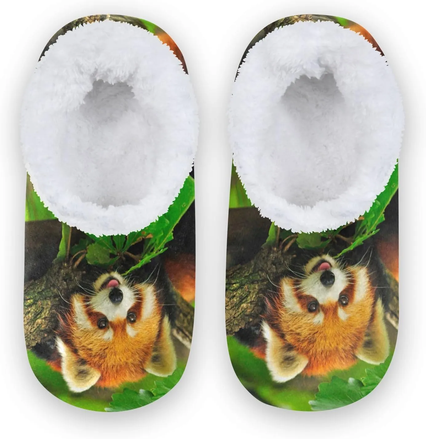 Kids Winter Slippers Lovely Red Panda Bears Warm Soft Non Slip House Slippers for Boys Girls Indoor