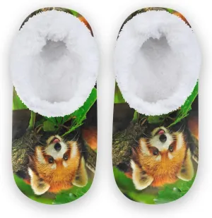 Kids Winter Slippers Lovely Red Panda Bears Warm Soft Non Slip House Slippers for Boys Girls Indoor
